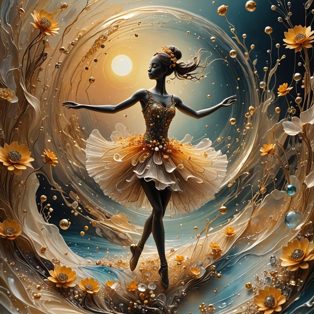 Sunshine Ballerina Dances in Sunset River