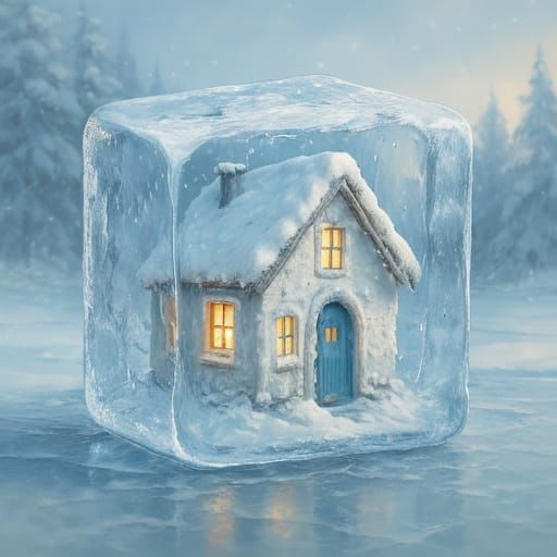 Intricate White House in Ice Cube Winter Scene