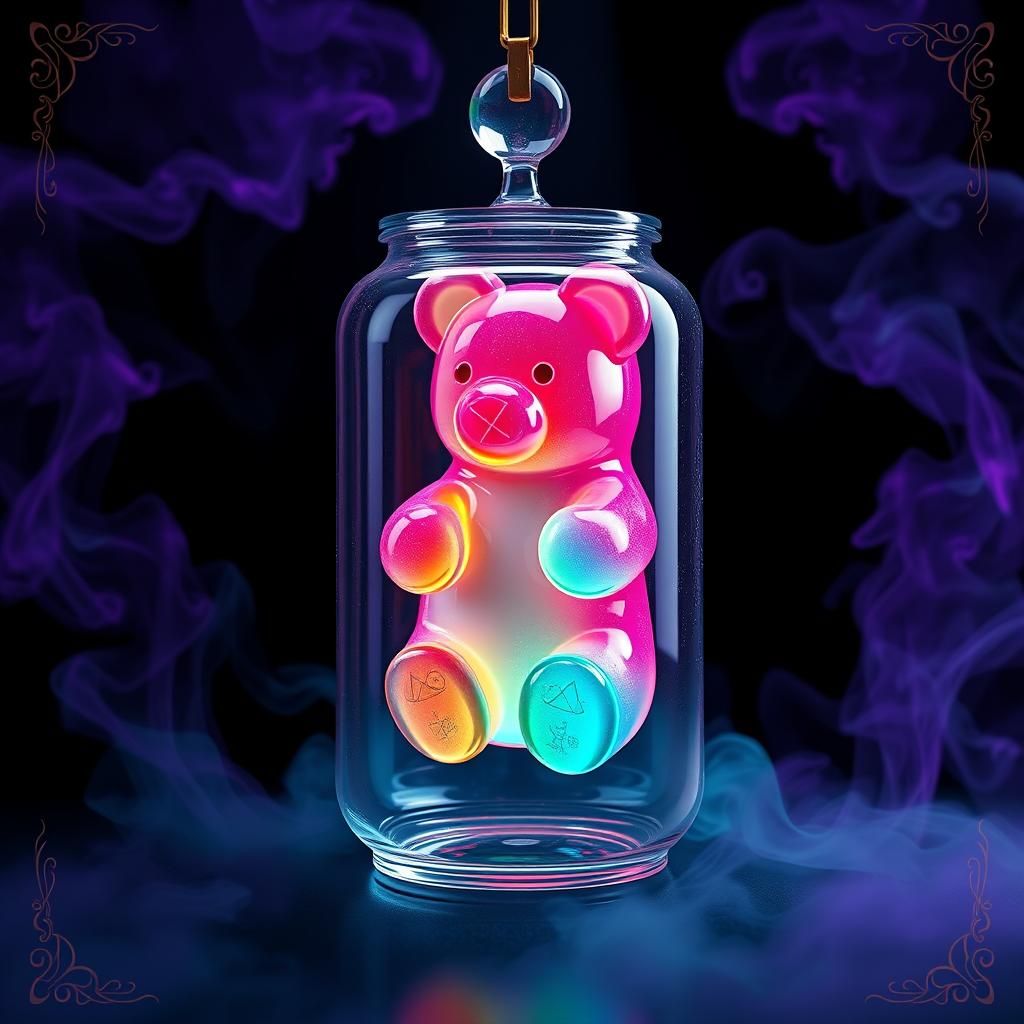 Gummy Bear in Mystical Jar, Fantasy Art