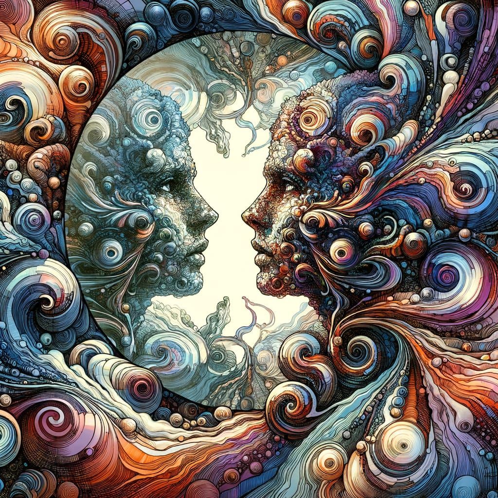 Fractured Mirrors: A Surreal Ink Self-Reflection