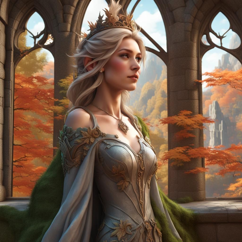 Enchanted Castle Portal with Princess, Digital Art