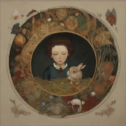 Surreal Rabbit Dreamscape: A Blend of Art Styles