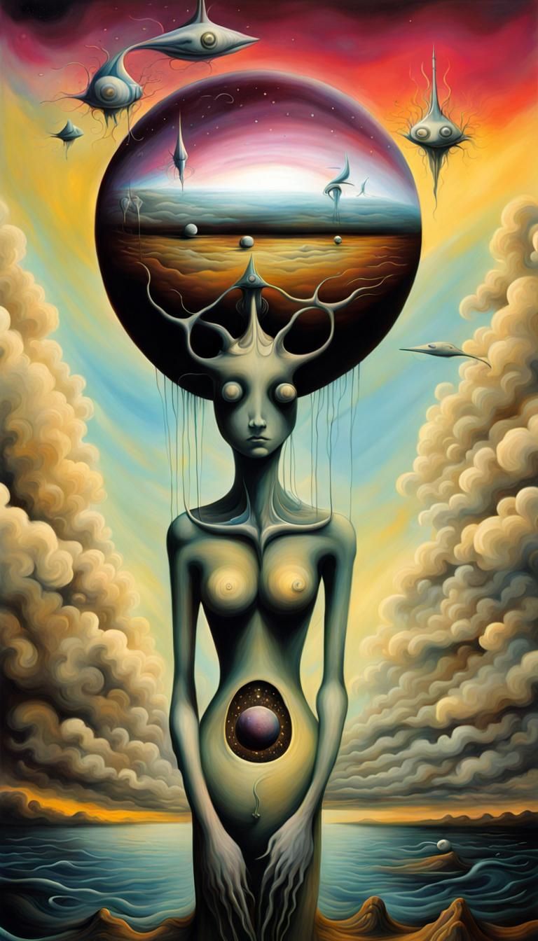 Surreal Galaxy Listener in Salvador Dali Style