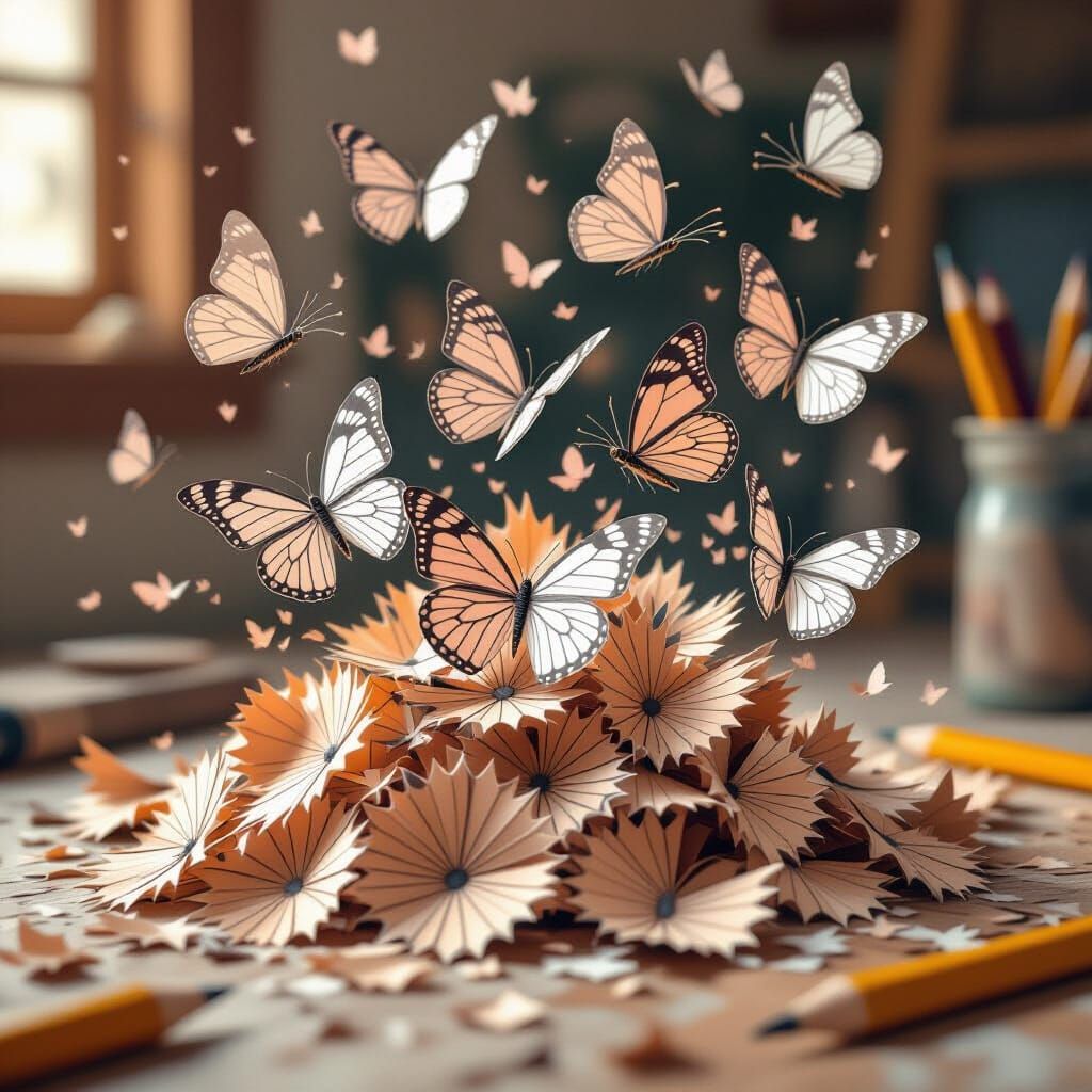Surreal Butterflies Emerge From Pencil Shavings