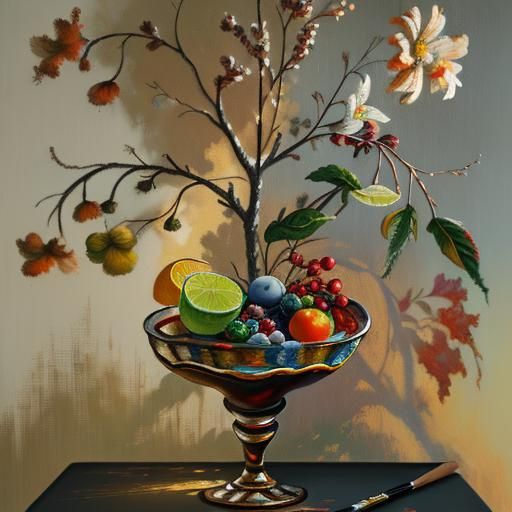 Photorealistic Still Life in Oil Painting Style