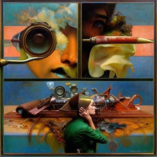 Surreal Oil Painting with Dynamic Perspective