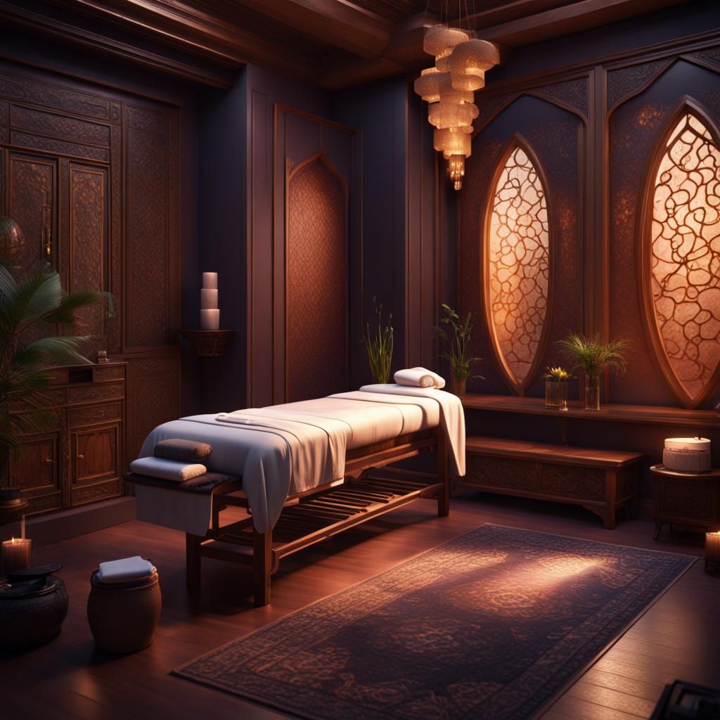 Fantastical Massage Room in Detailed Matte Painting Style