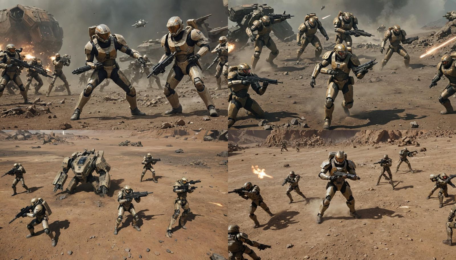 Realistic Space Battle Scene with Human Soldiers