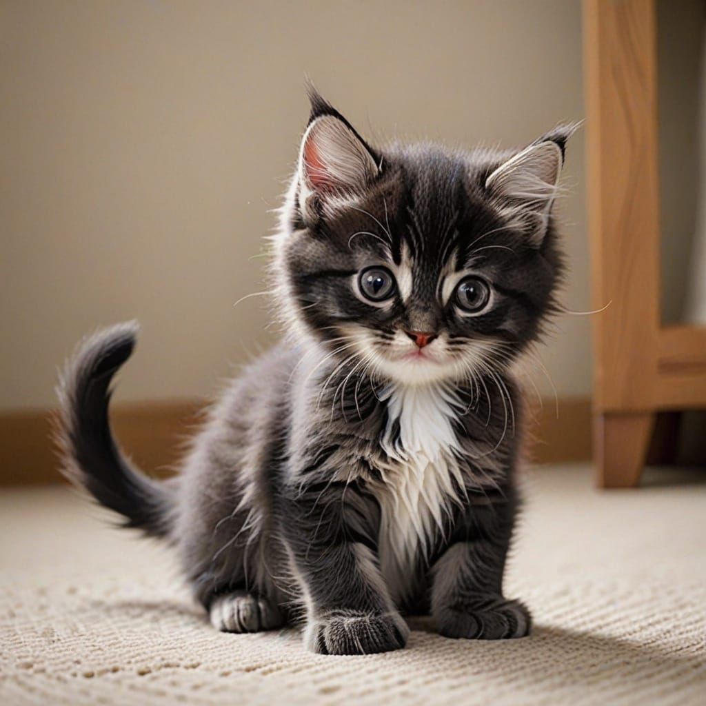 Whimsical Feline in Mid-Pounce