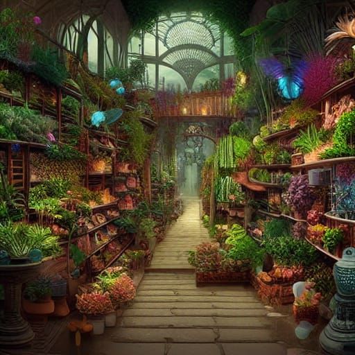 Epic Magic Plant Store Digital Painting