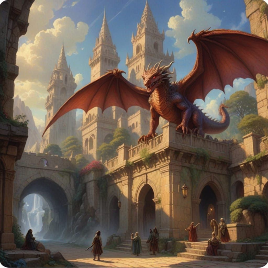 Massive Dragon Over Ancient Indian City