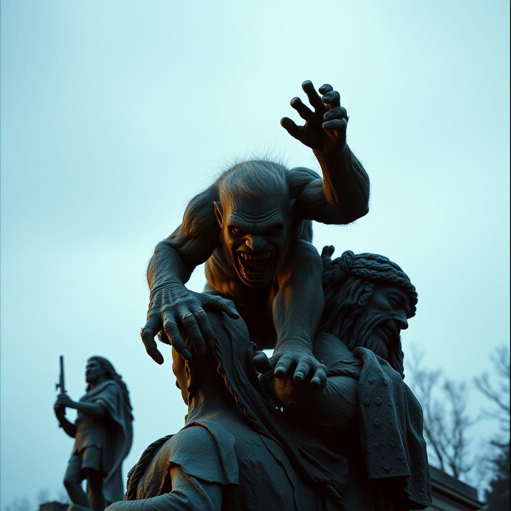 Terrifying Norwegian Troll Climbs Oslo Statues