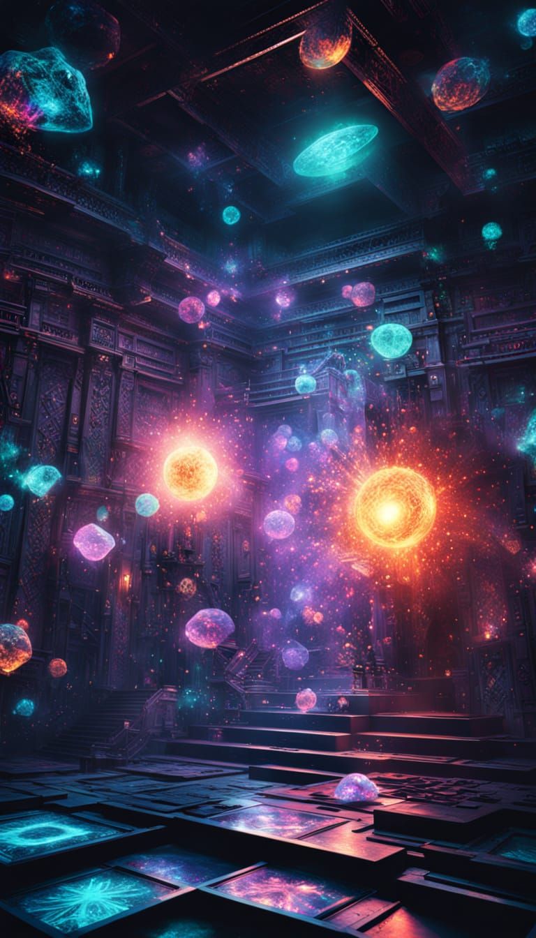 Biomechanical Treasure Vault Drifting in Space