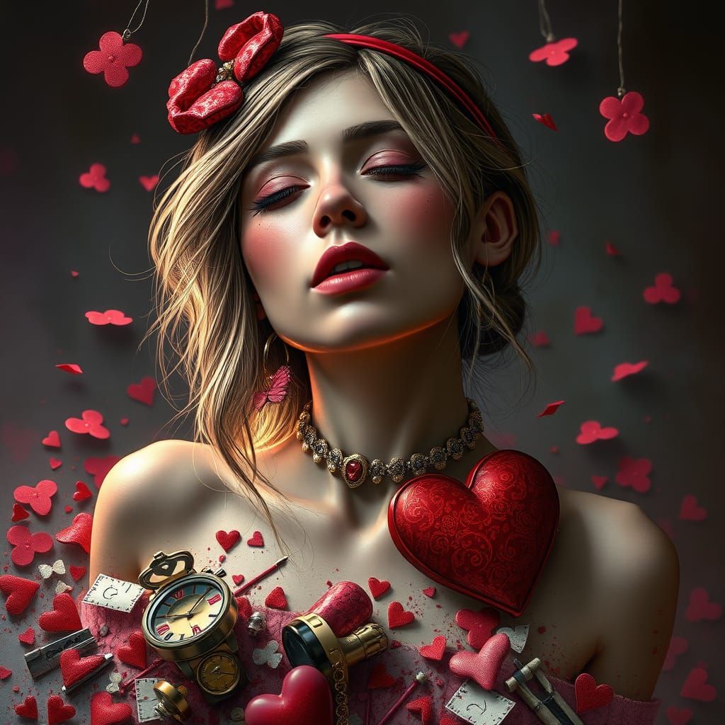 Shattered Valentine's Day Dreams in Dark Fantasy Style
