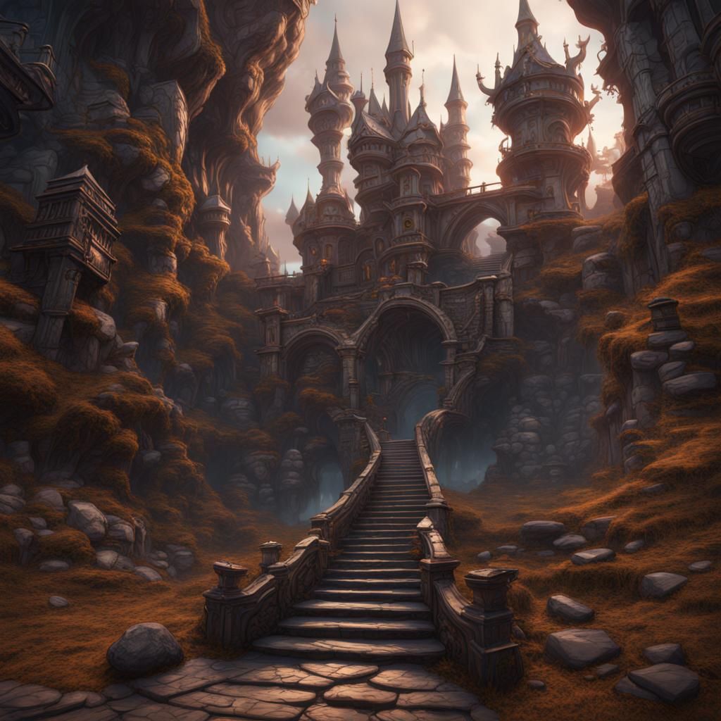 Fantastical Detailed Matte Painting in Deep Color