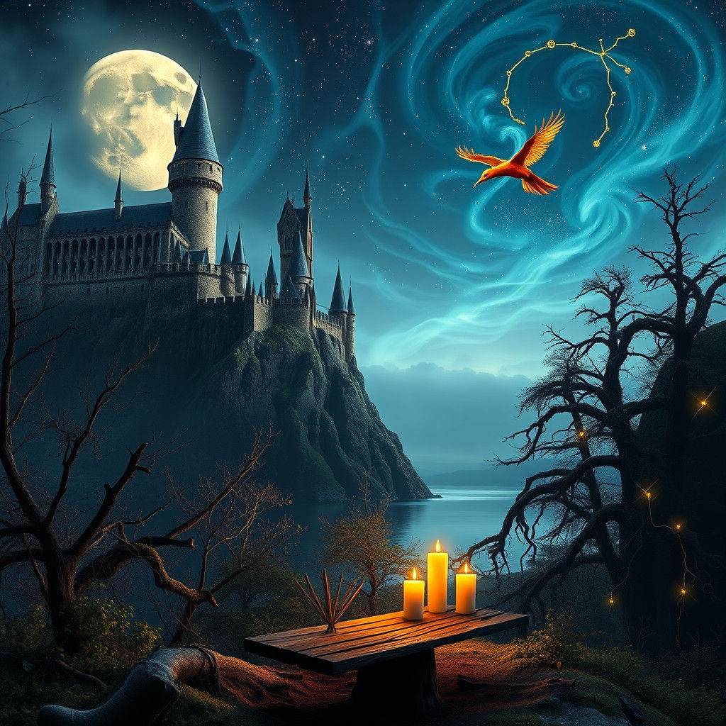 Hyper-Realistic Hogwarts Castle Under Aurora Borealis