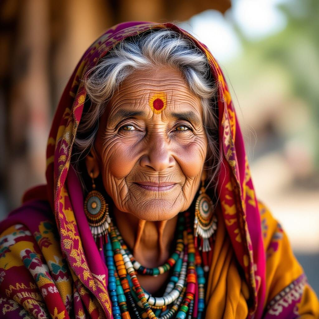 Wise Woman Portrait in Hyperrealism Style