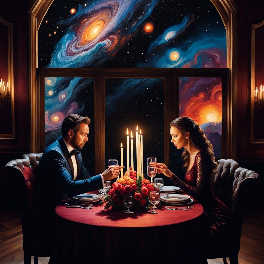 Cosmic Dinner: Splatter Art at Universe's End