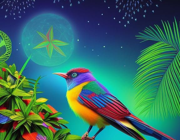 Vibrant Cosmic Bird of Wonder