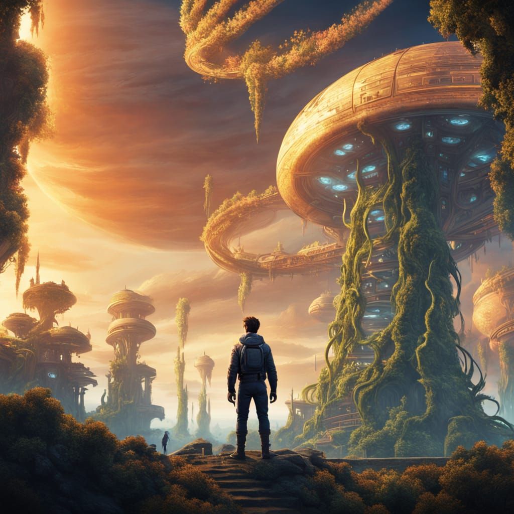 Sci-Fi Adventurer and Galactic Beanstalk: Cinematic Concept ...