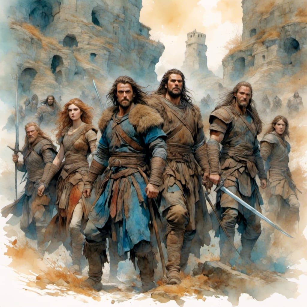 Polychromatic Fantasy Adventurers in Swords and Sorcery Styl...