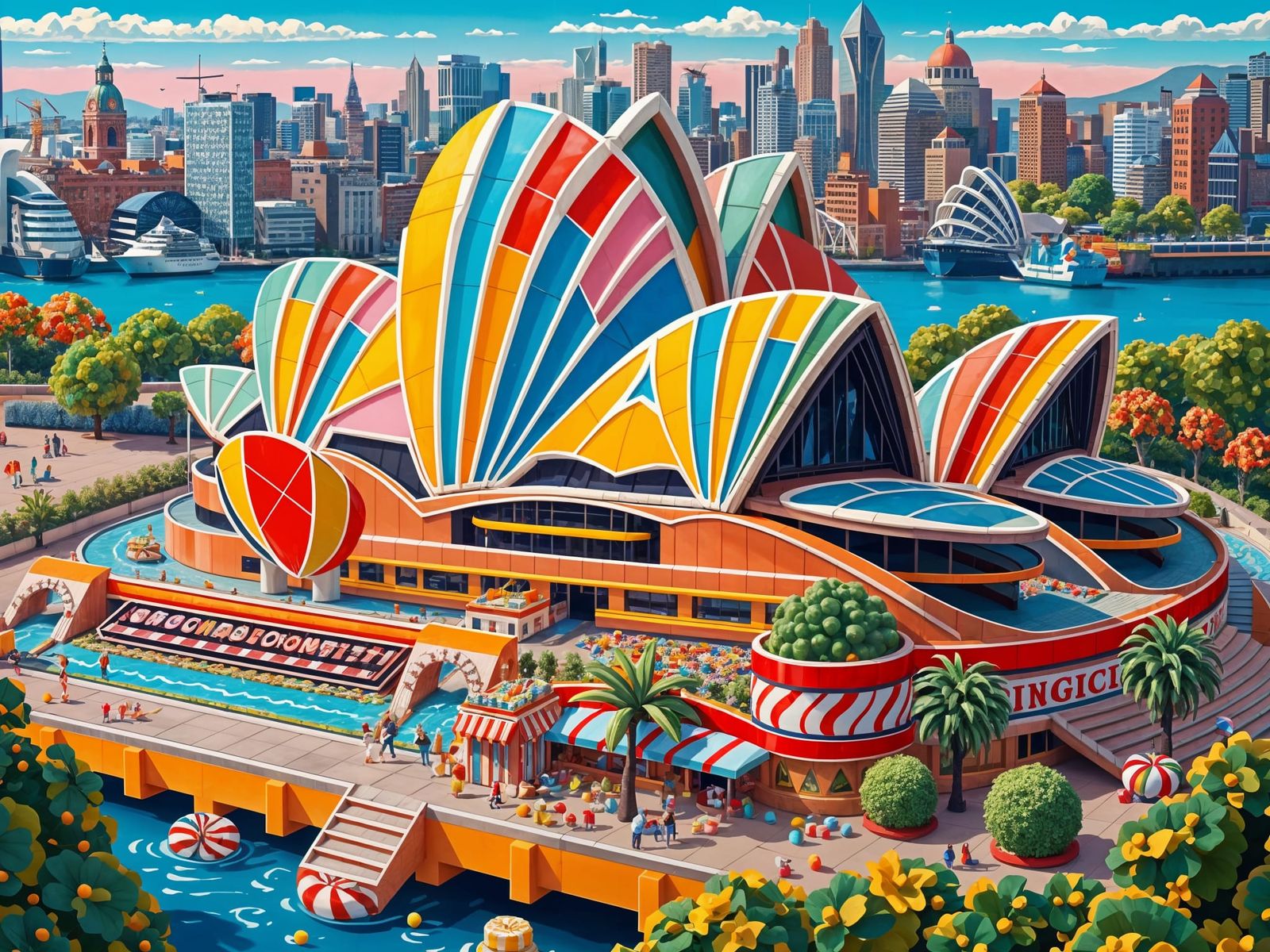 Candy Sydney Opera House in a Playful Cartoon World