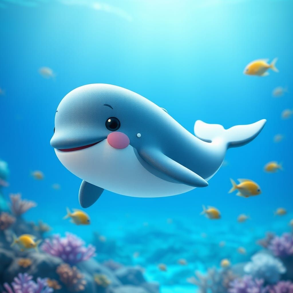 a cute baby whale in the ocean