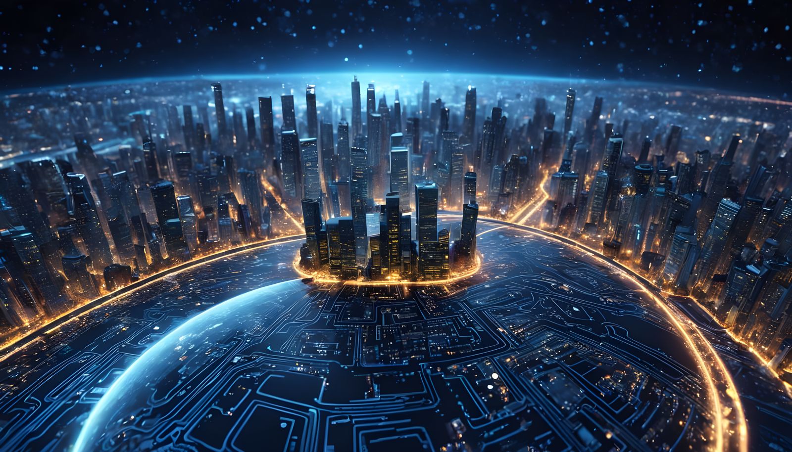 Earth as a Hyper-Realistic Circuit Board in Vibrant Colors