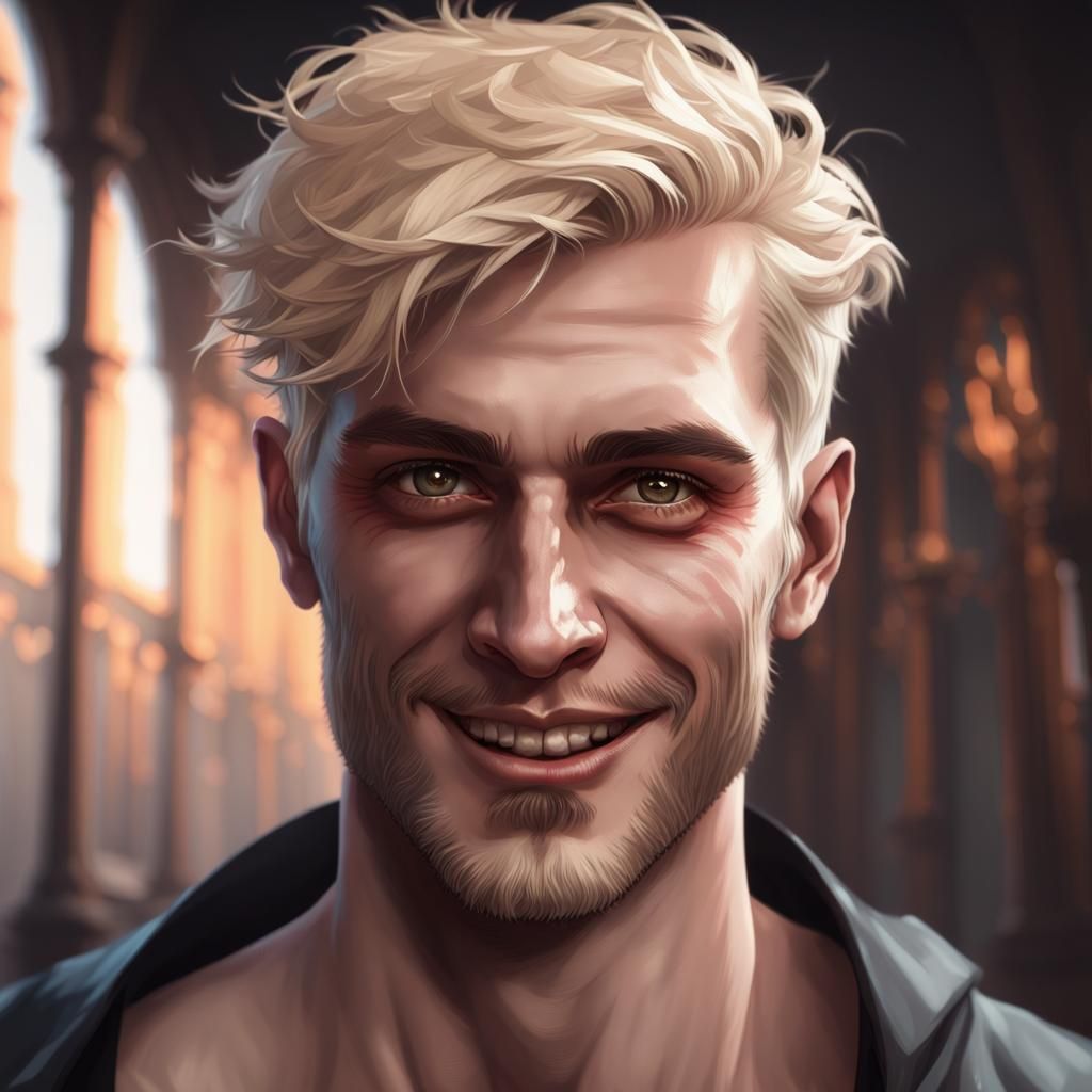 Male Portrait with Blood, Hyperdetailed Artgerm Style