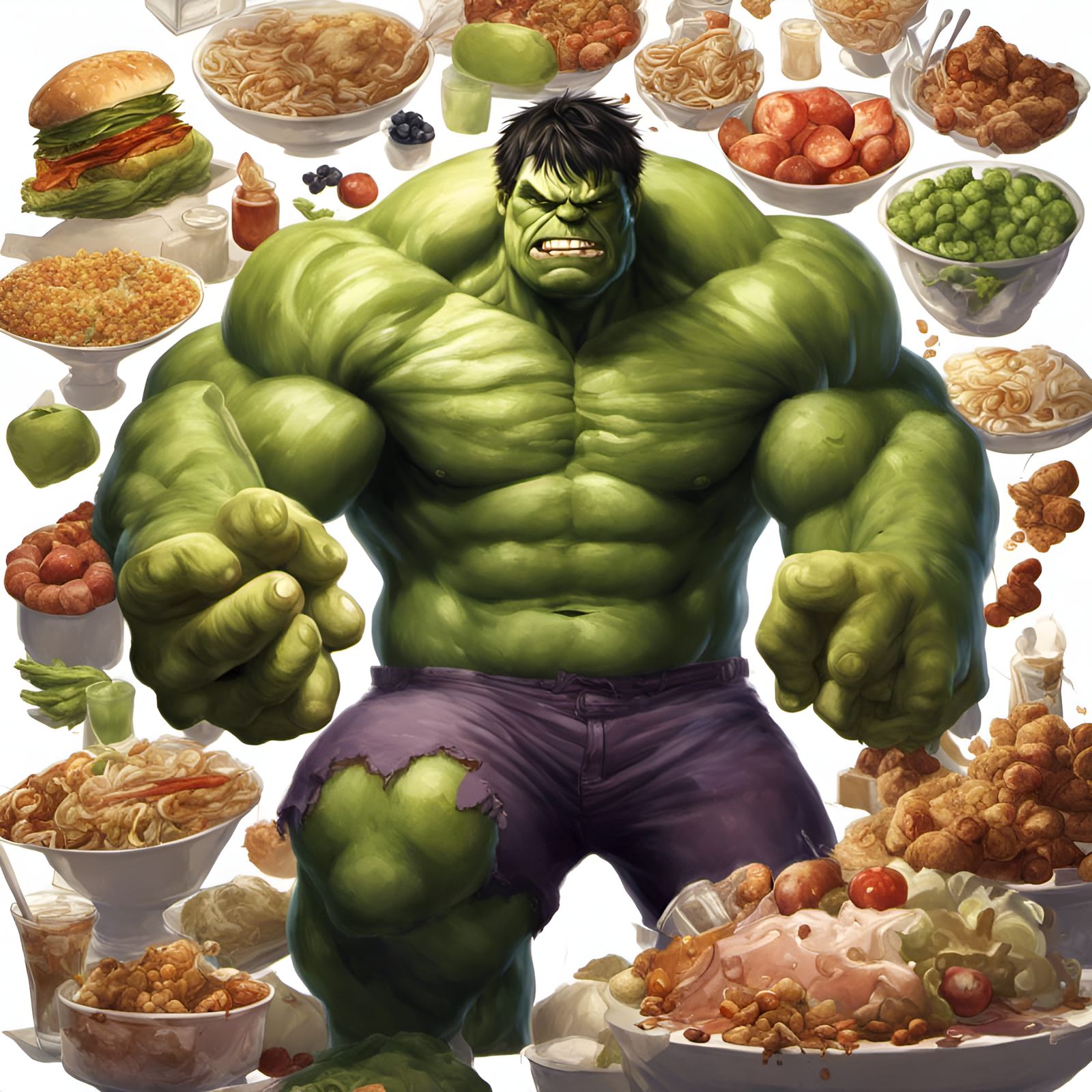 Super Fat Hulk Portrait in Classic Style