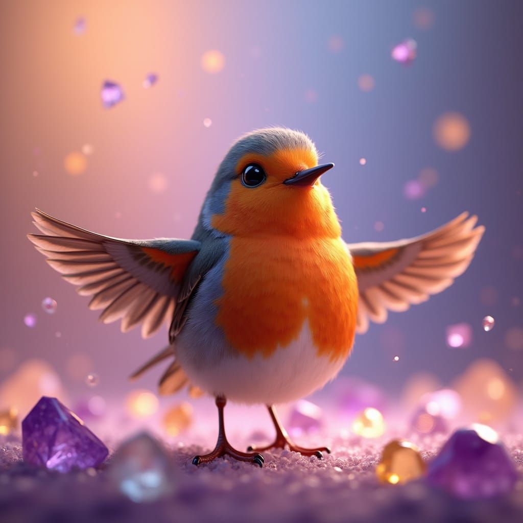 Proud Robin's Crystal Collection: Pixar-Inspired 3D Art