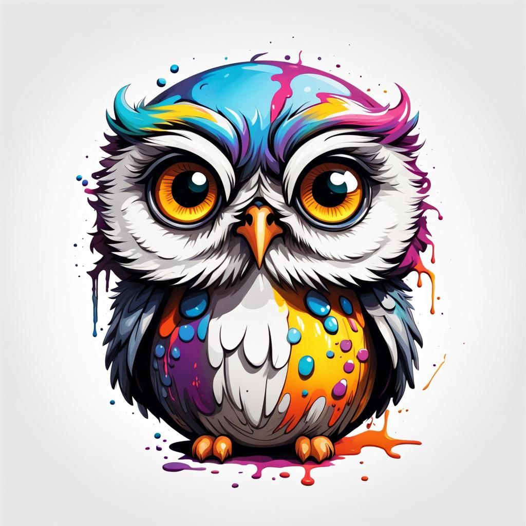 Cute Owl Vector Logo in Graffiti Style