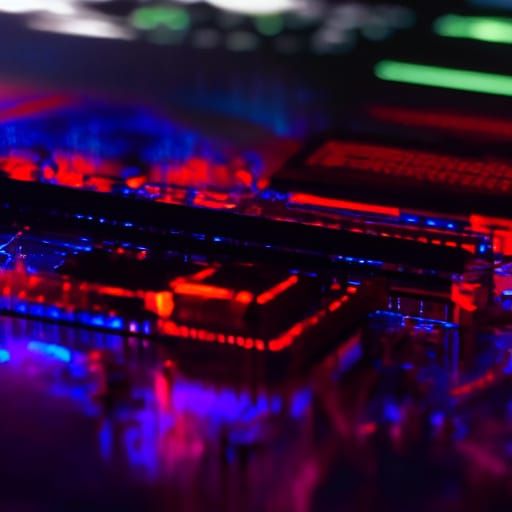 Cyberpunk Computer Concept Art in High-Tech Laboratory