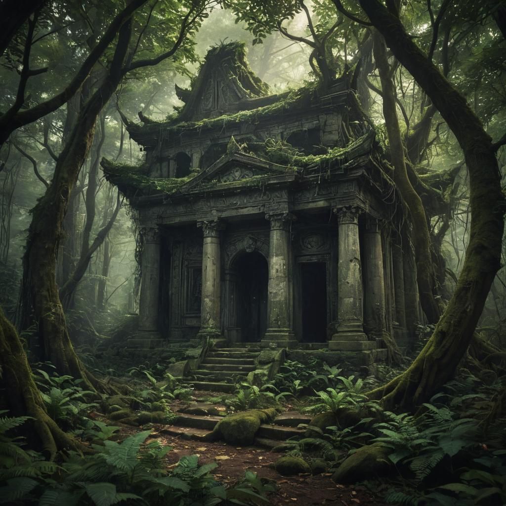 Enchanted Forest Temple with Magical Wards