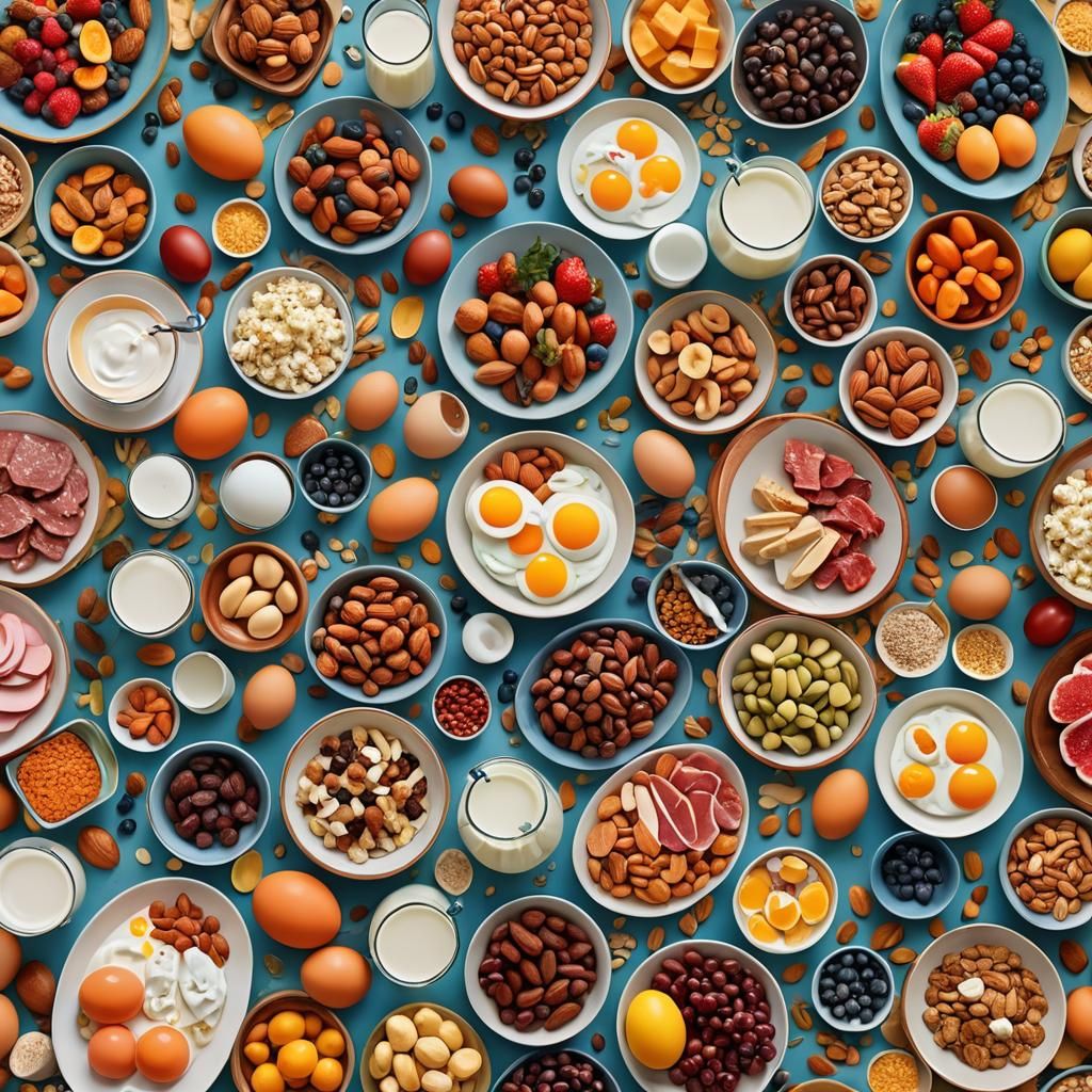 Vibrant Digital Illustration of a Balanced Diet Table