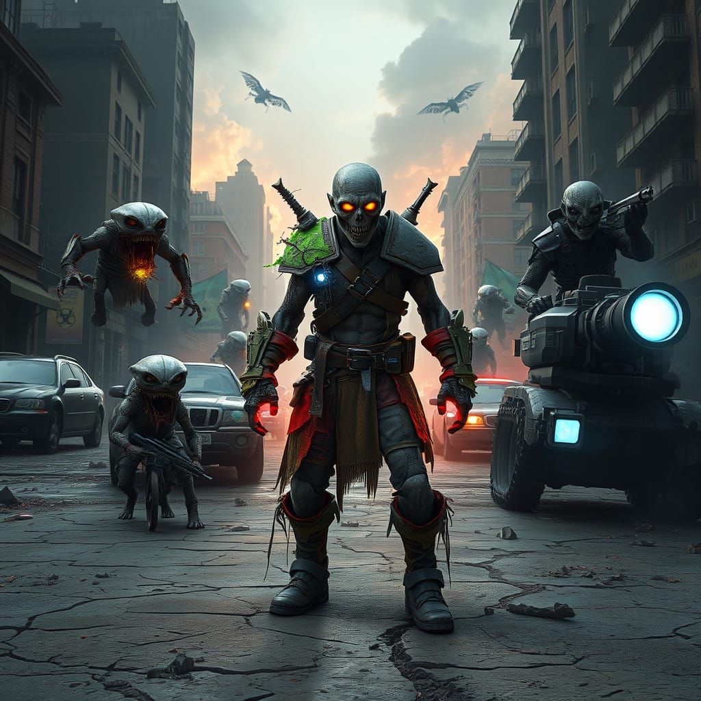 Cyberpunk Apocalypse Warrior Stands Against Alien Hordes in ...