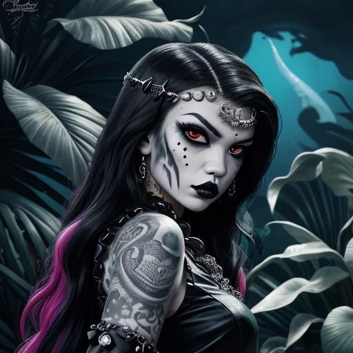 Hawaiian Vampress: Goth Fashion in Black and White