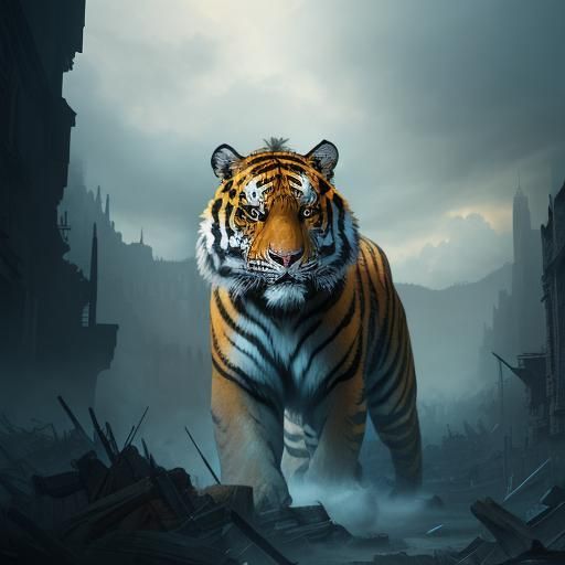 Detailed Digital Painting of Tiger Cubs