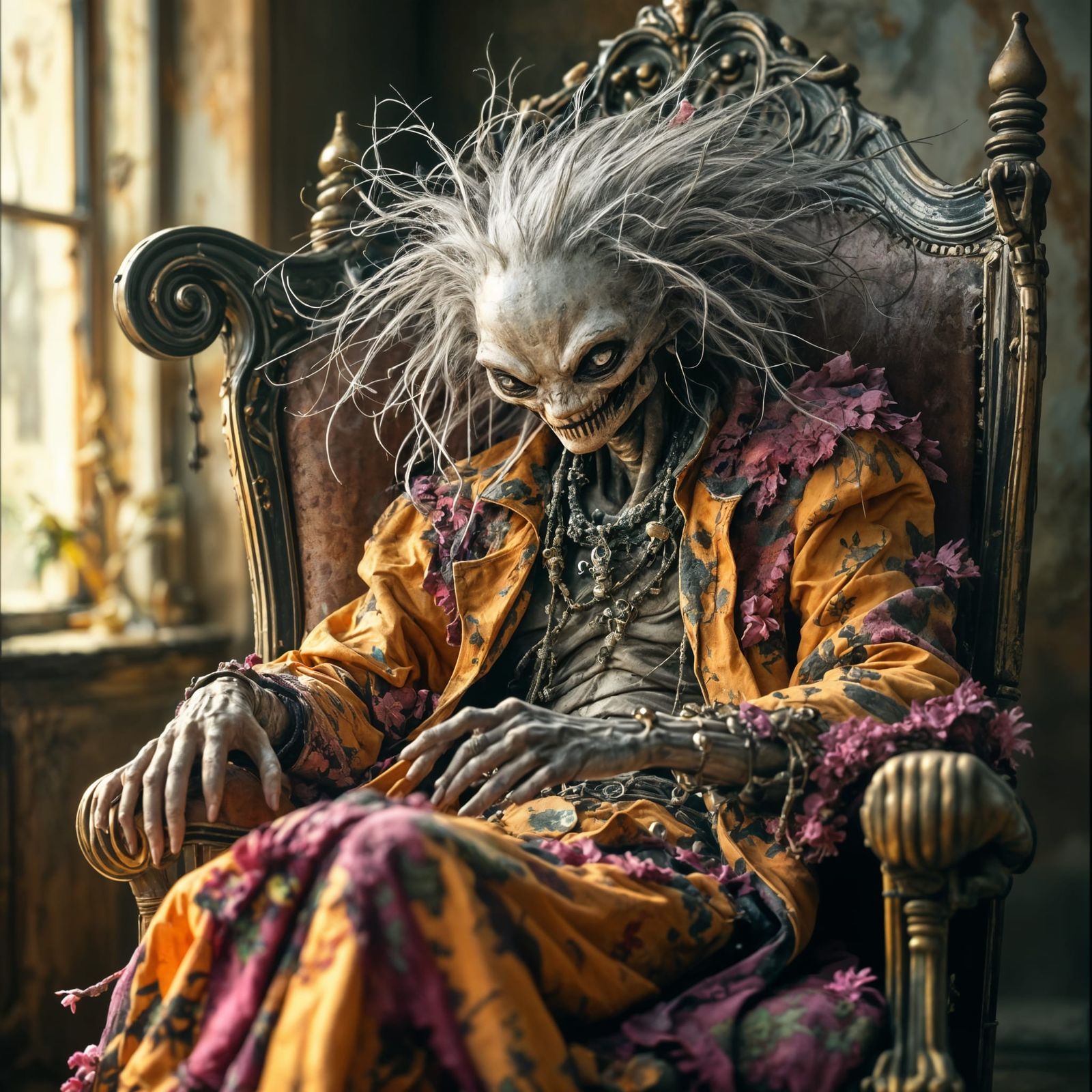 Ethereal Cosmic Sage in Vibrant Decay