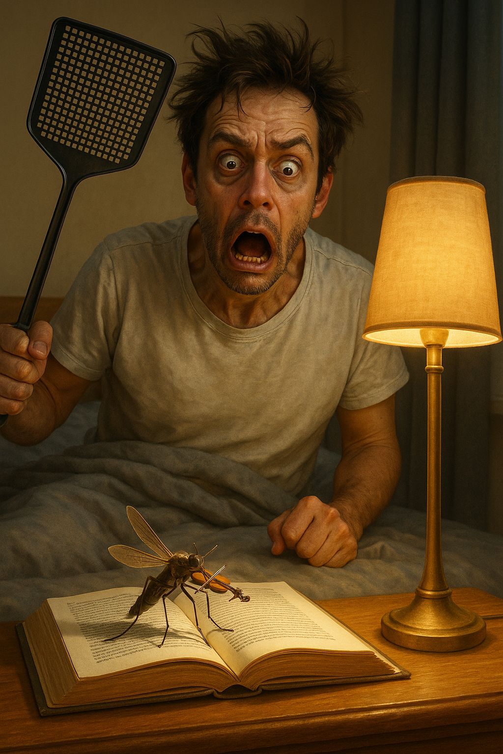 Man Fights Mosquito Playing Violin in Spotlight