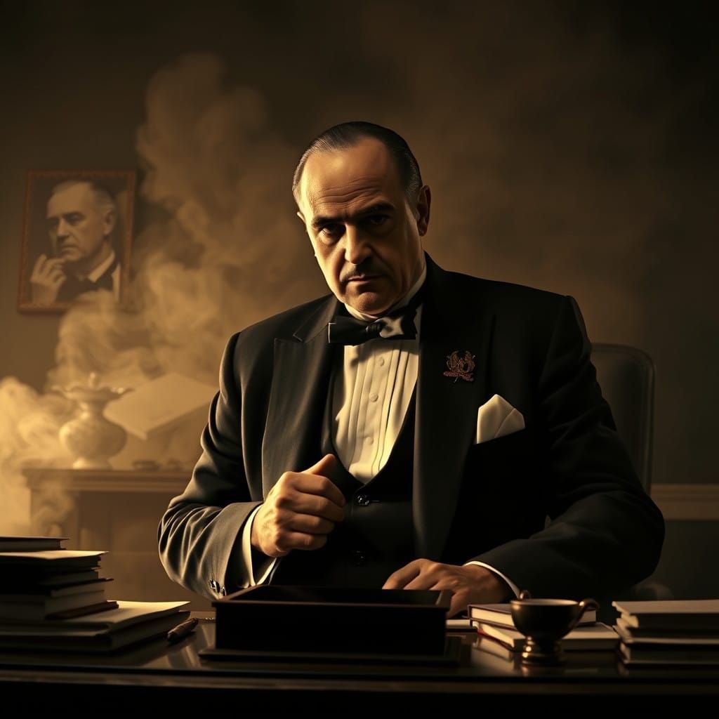 The Godfather's Sepia Tone Command, Surrounded by a Smokey H...