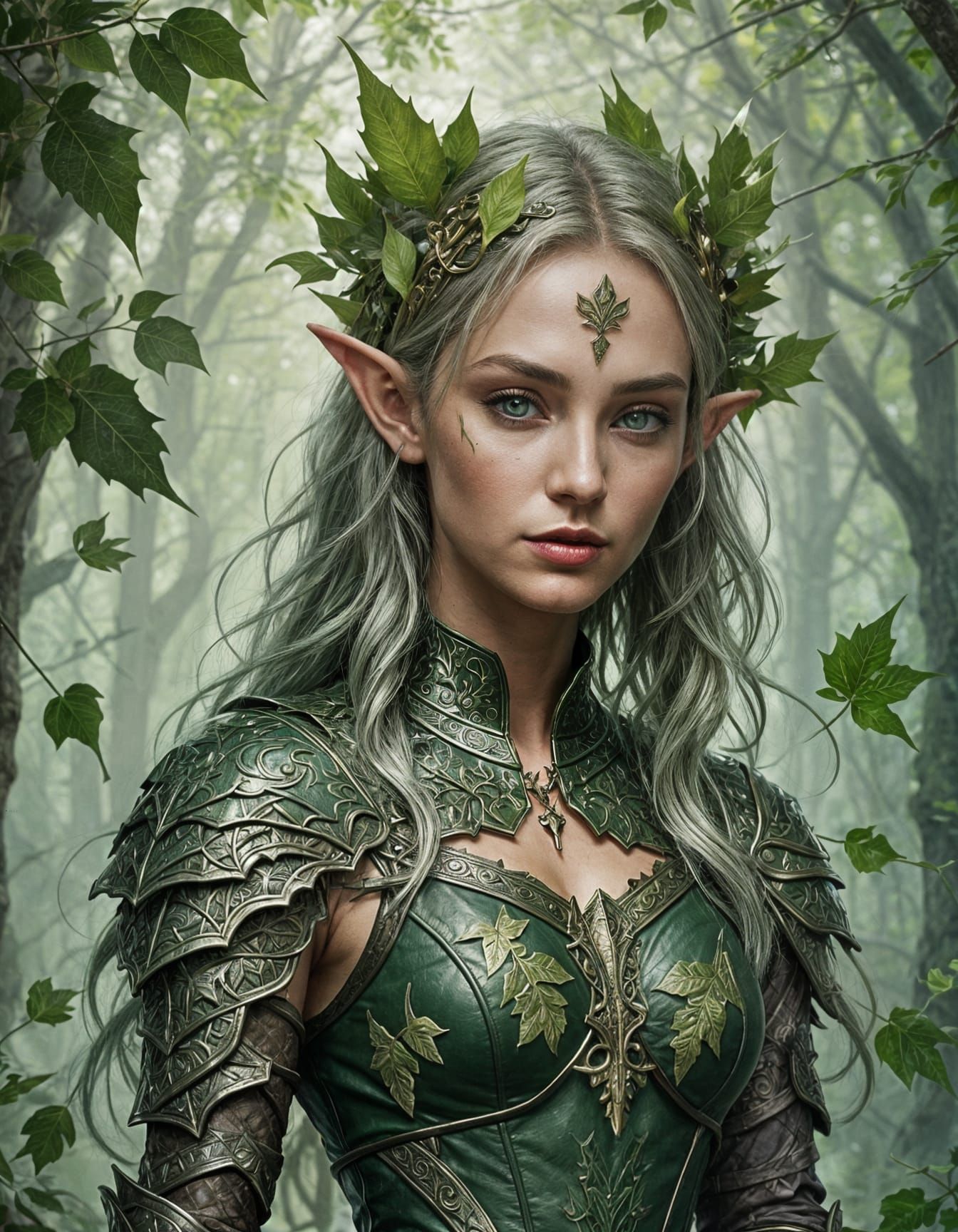 Fantasy Elf Portrait in Leather Armor
