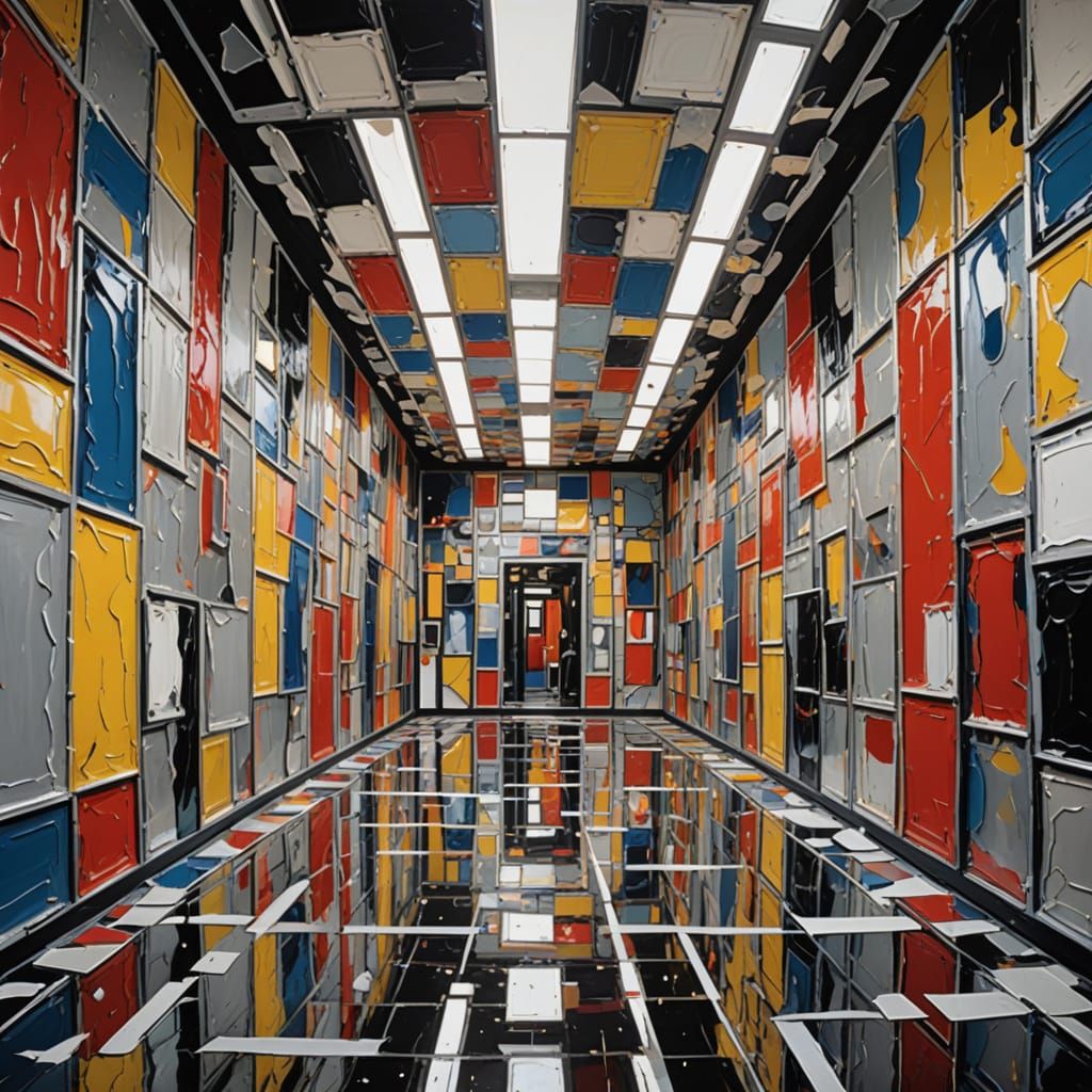 Abstract Expressionist Corridor of Mirrors