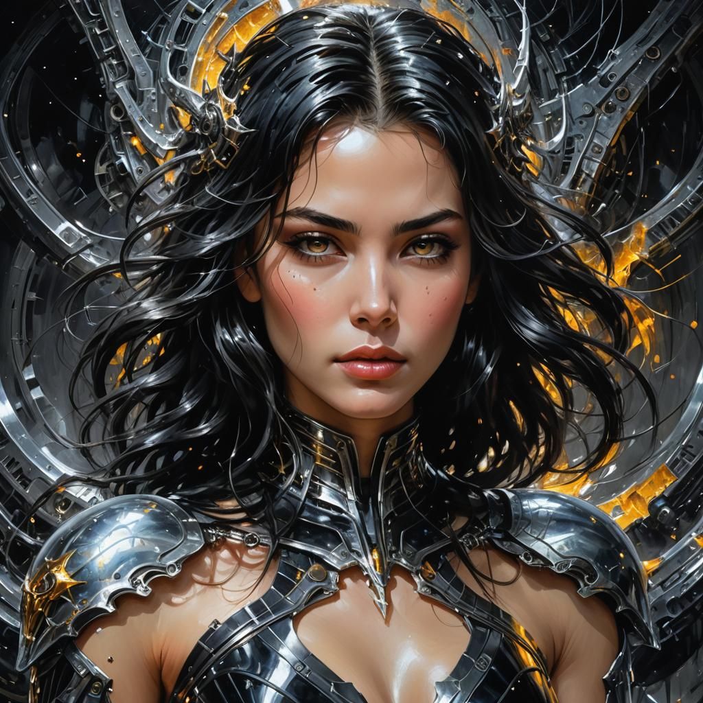 Battle Star Galactica Woman Portrait in Oil