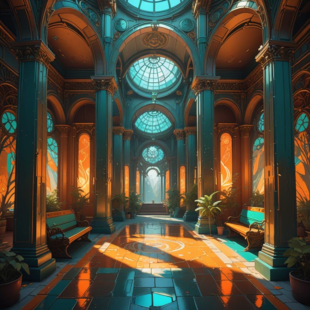 Bird's Eye View of Shaded Stone Gallery