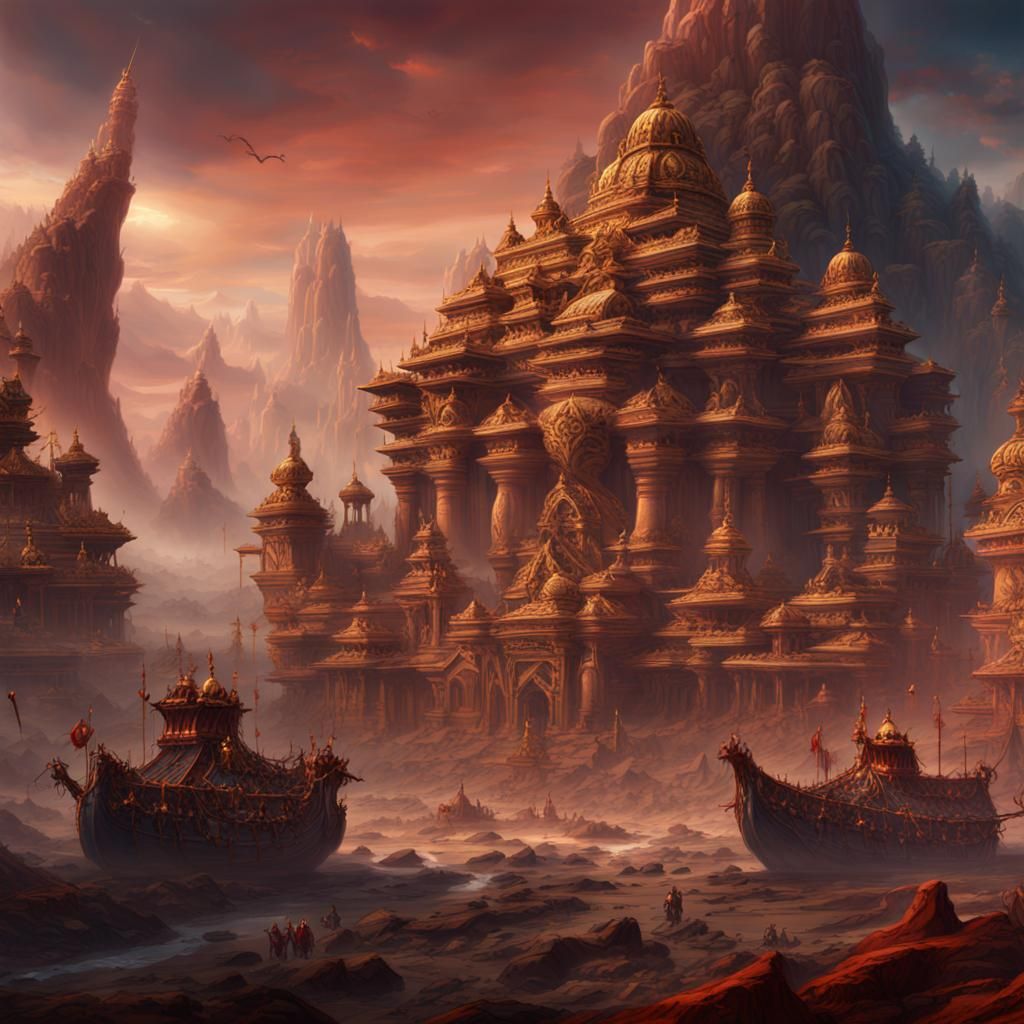 Epic Mahabharata War Scene in Detailed Matte Painting