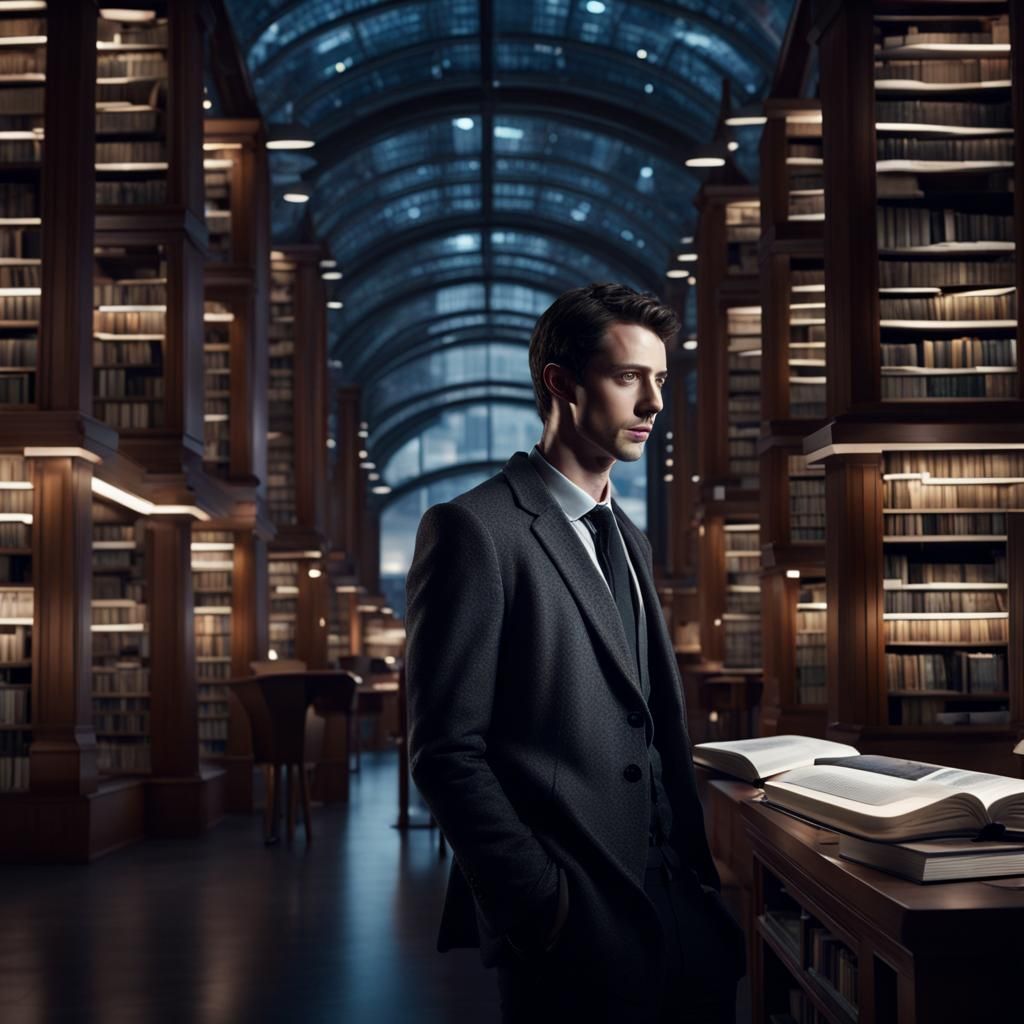 Matthew Goode as Futuristic Scholar in Library
