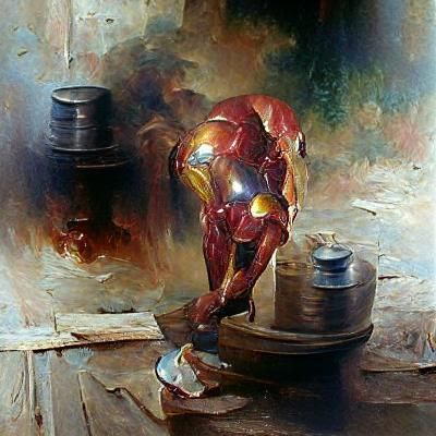 Iron Man Oil Painting in Classical Style