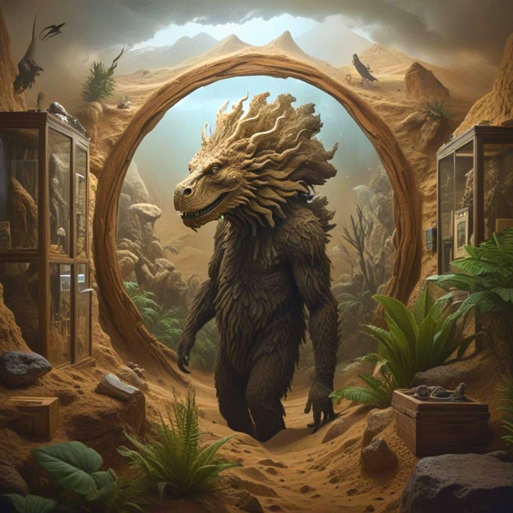 Photorealistic Cryptozoology Museum in Surrealist Style