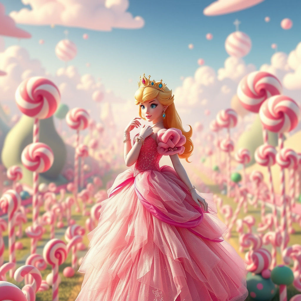 Princess Peach in Candy Land, Digital Illustration